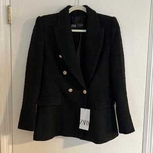 NWT Zara Textured Double Breasted Blazer